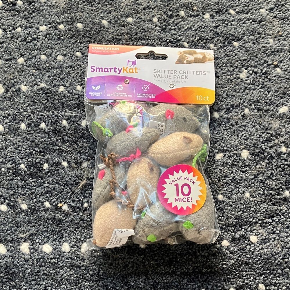 New Package of 10 SmartyKat Mice Cat Toys